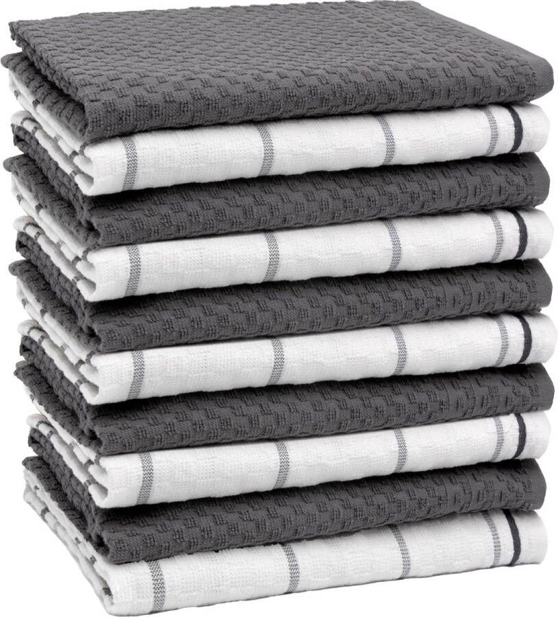 Theedoeken geblokt vaatdoeken 10 stuks grijs en witgrijs ca. 45x60 cm theedoeken geblokt
