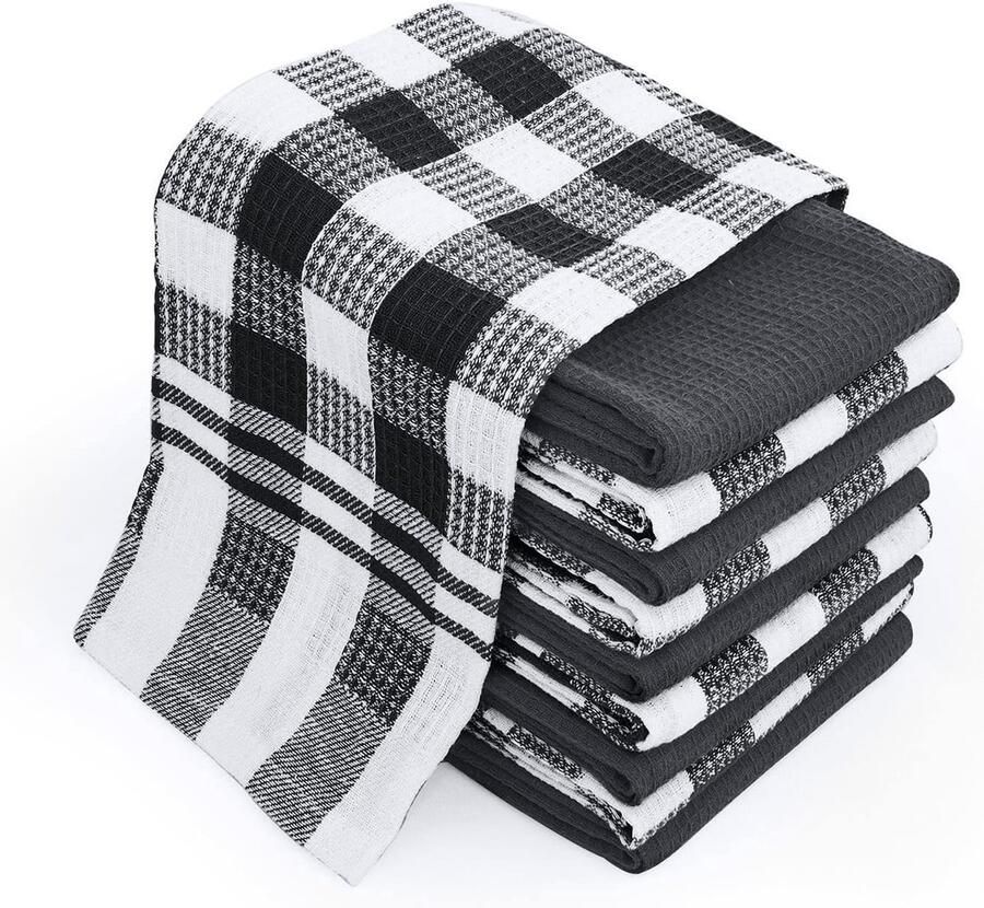 Theedoeken katoen keukendoeken theedoeken zwart keukendoek keukendoeken premium kwaliteit droogdoeken set van 10 ‎63 5 x 38 1cm