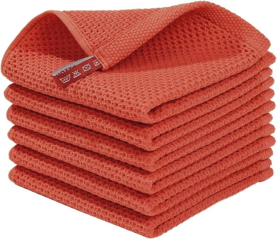Theedoeken katoen theedoeken keukendoeken keukenhanddoeken vaatdoeken (rood 33x33 cm)
