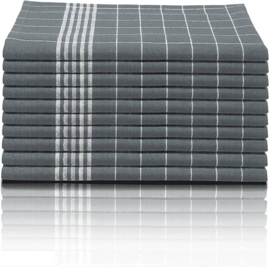 Theedoeken-keukendoeken 50 x 70 cm 100% katoen Oeko-Tex Standard 100 grijs voorgewassen keukendoeken-afwassen kwalitatieve keukendoeken