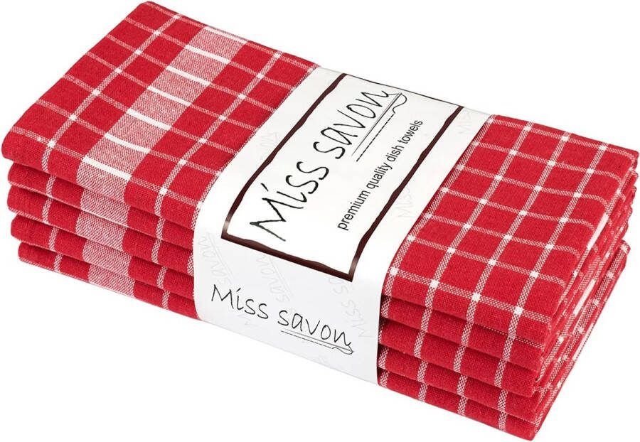 Theedoeken rood set van 5 theedoeken katoen premium keukenhanddoeken keukendoeken vintage & decoratieve handdoeken voor de keuken geruit (rood)