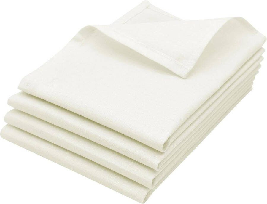 Theedoeken Set van 4 Keukendoeken 50 x 70 cm Halflinnen Naturel