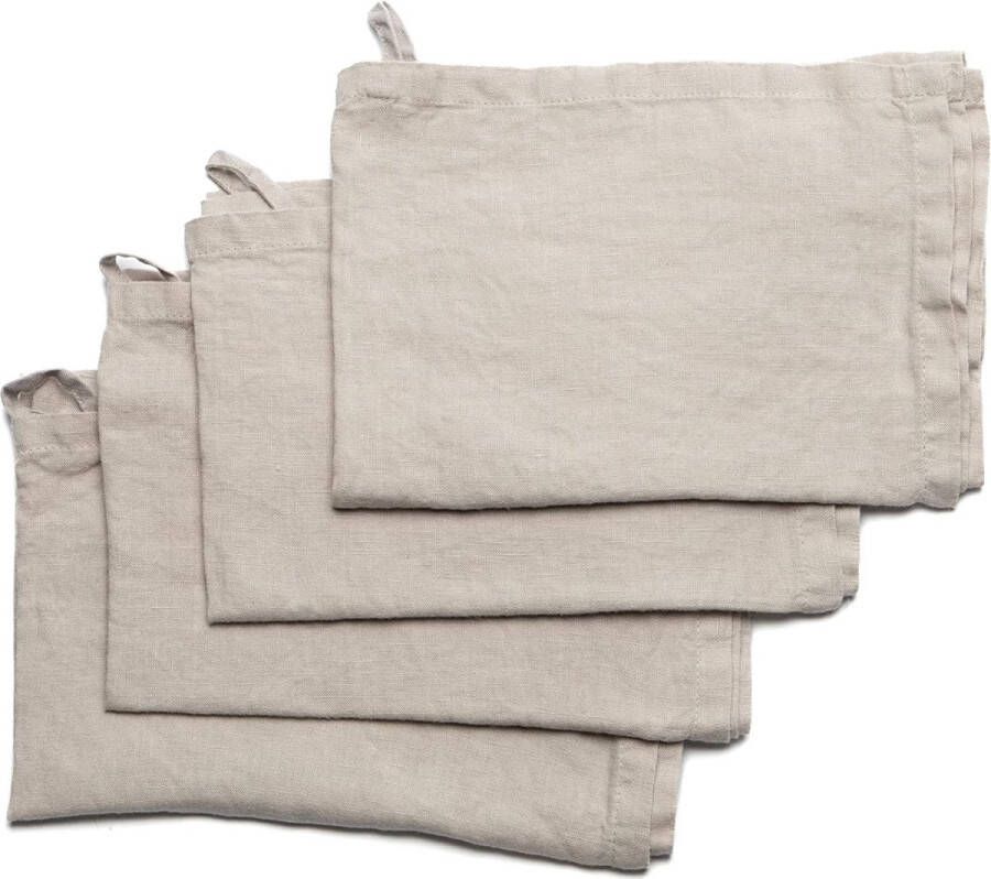 Theedoeken van hoogwaardig linnen in crème 4 stuks 50 x 70 cm keukendoeken van 100% linnen de poetsdoeken zijn duurzaam vuilafstotend en pluisvrij