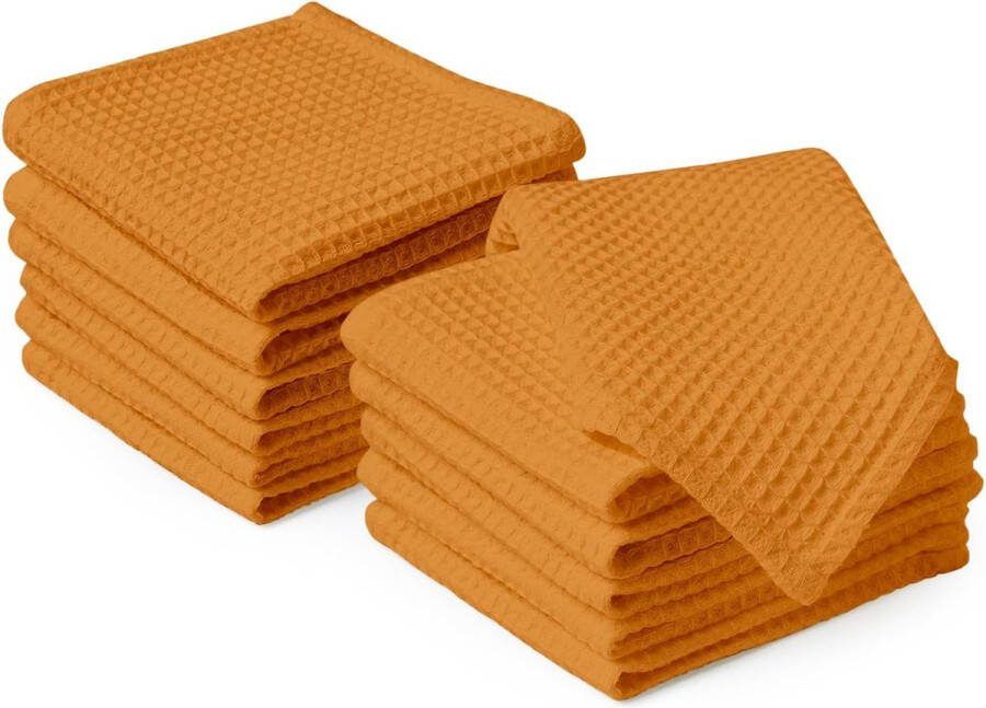 Theedoeken van katoen 30 x 30 cm zeer absorberend en sneldrogend voor een probleemloze reiniging ultrazachte keukendoeken verpakking van 12 stuks goud