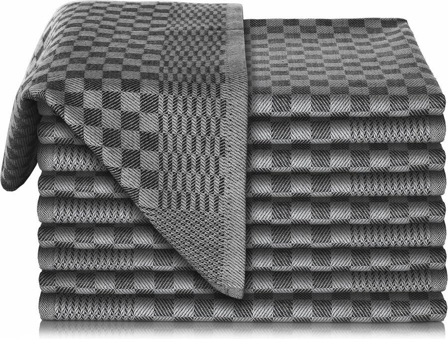 Set van 10 hoogwaardige theedoeken van 100% super absorberend katoen Oeko-Tex gecertificeerd 70 x 45 cm zwart
