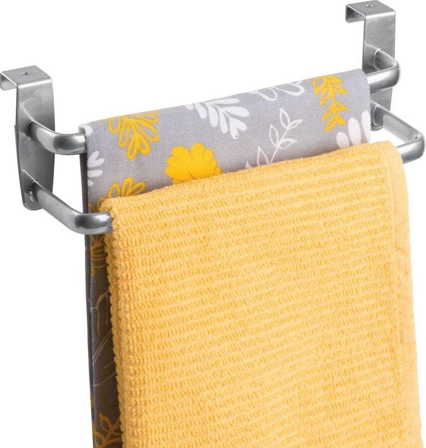 Theedoekenrek handdoekenrek handdoekenrail deurbevestiging zonder boren ideaal voor keukens en badkamers pc zilver