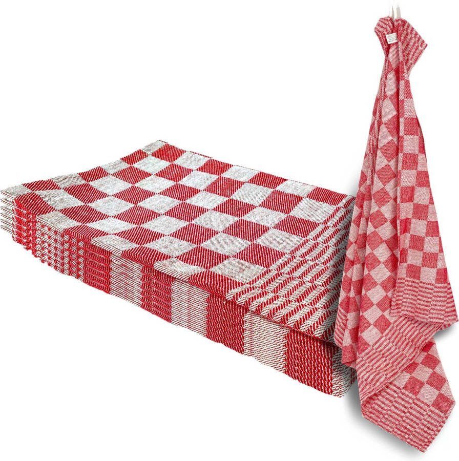 Theedoekenset Glazendoeken (Set van 6) Blok Blauw 65x65 Geblokt Blokdoeken 100% katoen Horeca Theedoeken horeca Glazendoeken