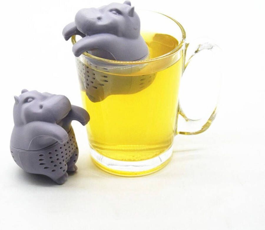 Merkloos Sans marque LeuksteWinkeltje theefilter Nijlpaard Hippo theezeef thee-ei infuser voor losse thee