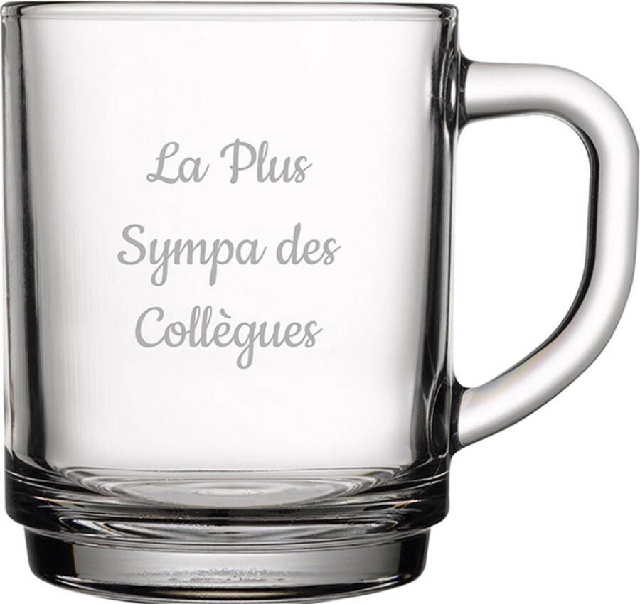 Theeglas gegraveerd 25 5cl La Plus Sympa des Collègues