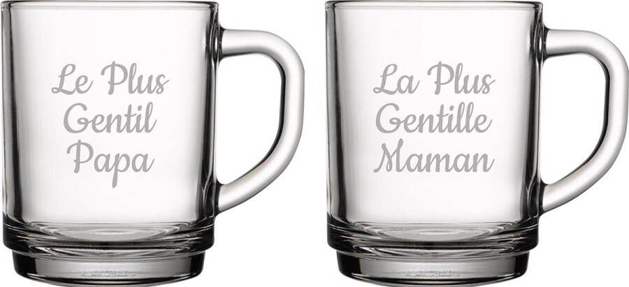 Theeglas gegraveerd 25 5cl Le Plus Gentil Papa & La Plus Gentille Maman