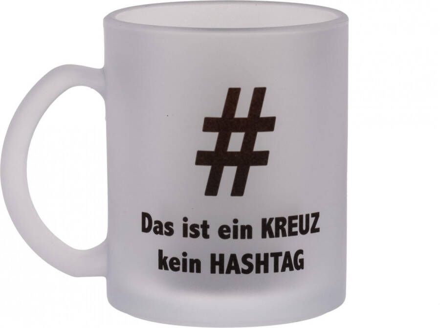 Theeglas (mat 300 ml) met 'Das ist ein Kreuz kein Hashtag