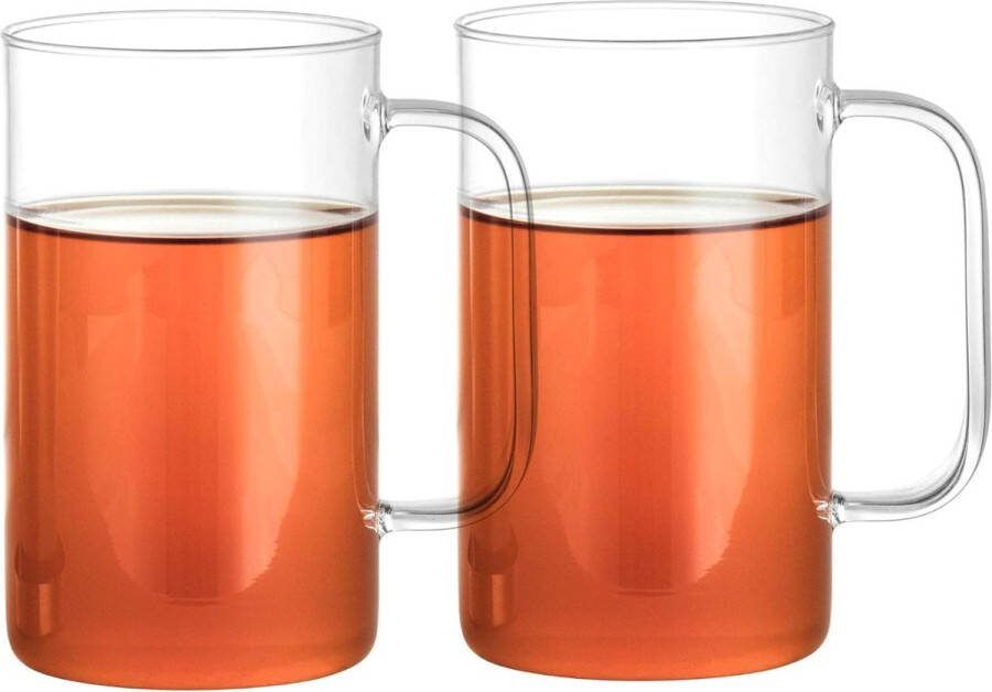 Theeglas van hittebestendig borosilicaatglas 450 ml handgemaakt en zeer transparant vaatwasmachinebestendig vervaardigd in