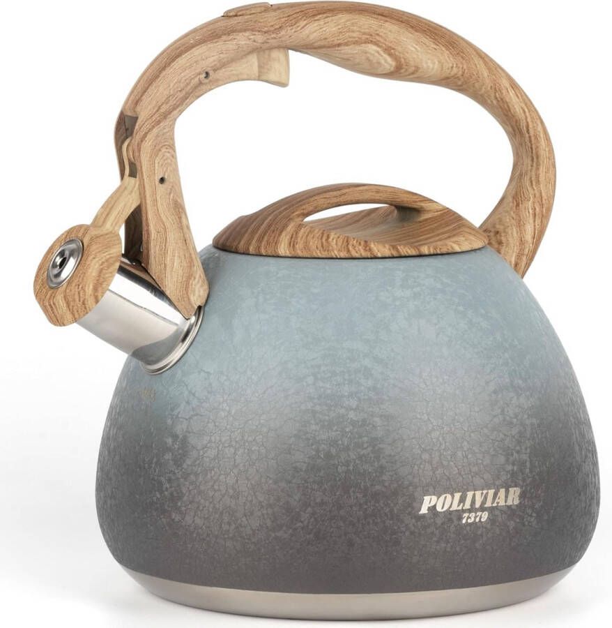 Theeketel inductie waterketel voor inductie en gasfornuis 2 5 l fluitketel met houtnerf handvat waterketel inductie fluitketel van roestvrij staal nieuw design versie