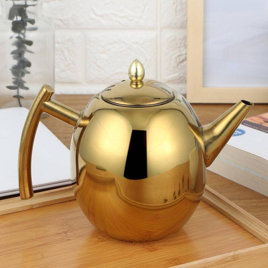 Theeketel Theepot Set met Infuser Filter en Deksel Capaciteit 1 5 L 55 oz RVS Diffuser Pot voor losse thee groene thee koffie