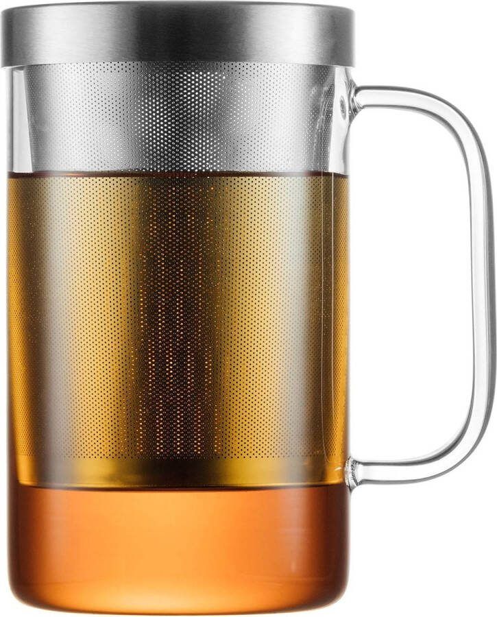 Theekop met zeef en deksel theeglas met zeef theeglas met handvat 450 ml bruikbaar volume roestvrijstalen zeef