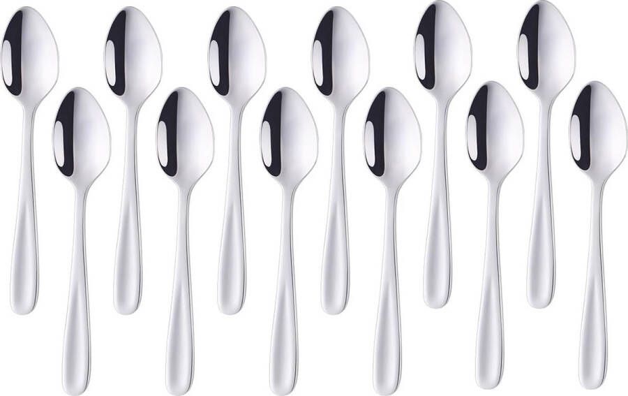 Theelepel 12 stuks roestvrijstalen koffielepels 13 5 cm kleine lepels espressolpel dessertlepel mini theelepels metalen mokkalpel (zilver)