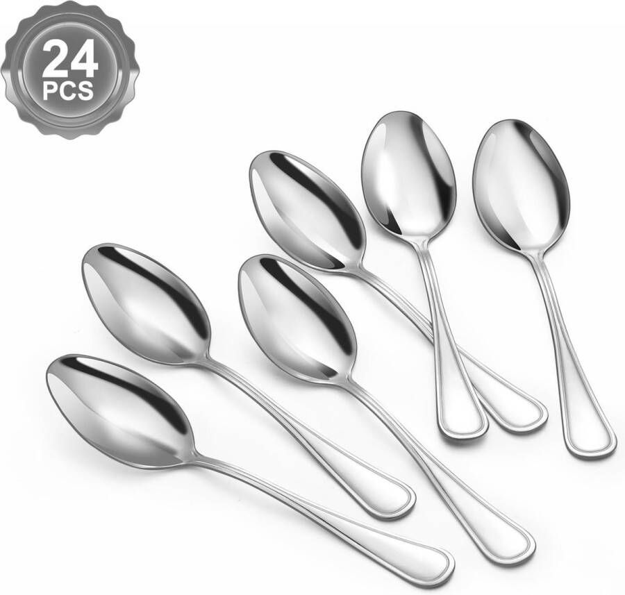 Theelepels 24 stuks roestvrijstalen koffielepels 13 7 cm (5 4 inch) espressolepel dessertlepel kleine lepel spiegel gepolijst vaatwasmachinebestendig theelepelset voor huishoudens restaurants