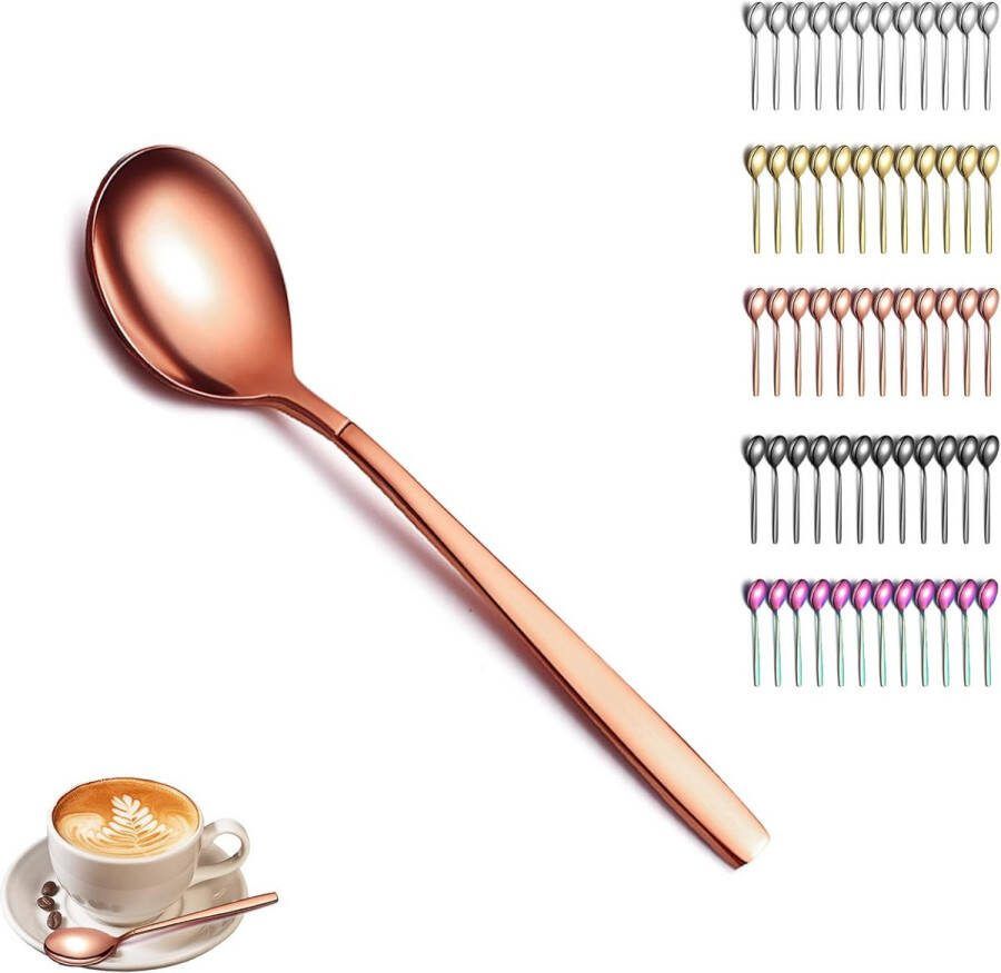 Theelepels van roségoud set van 12 titanium koperen roestvrijstalen koffielepel kleine dessertlepel ideaal voor thuis restaurant hotel bruiloft feest vaatwasmachinebestendig