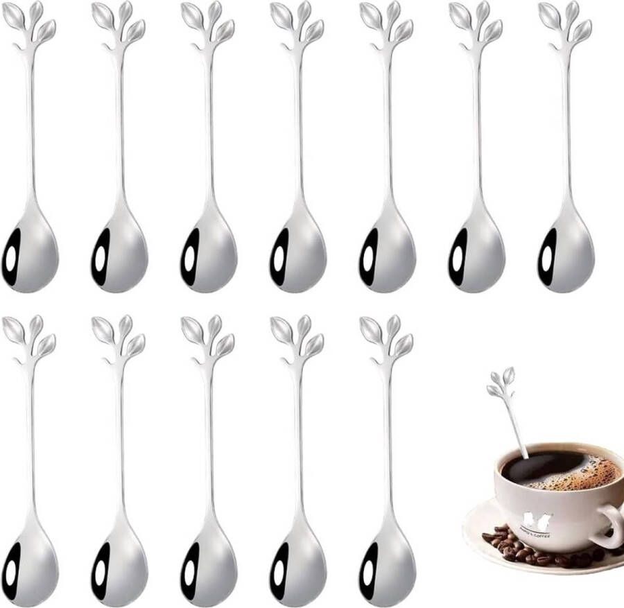 Theelepeltjes koffielepels van roestvrij staal vaatwasmachinebestendig 12 Pcs