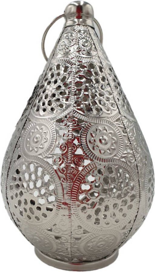 Theelicht Waxinelichtjeshouder Marrakesh zilver metaal druppel