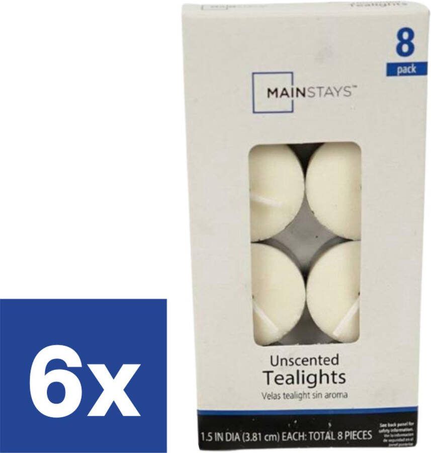 Theelichten Waxinelichten Ivoor 6 x 8 stuks