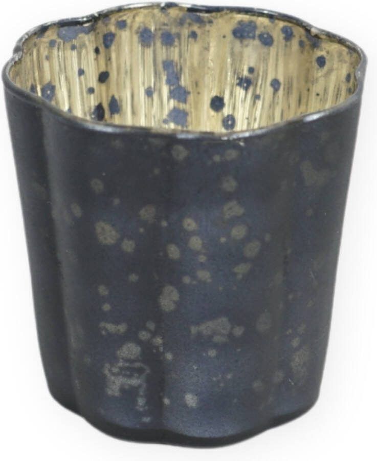 Theelichthouder Rainbow golvend mat zwart 8 cm waxinelichthouder