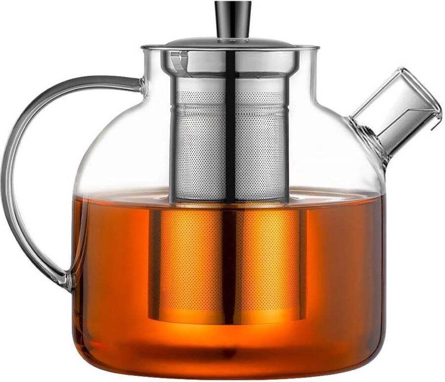 Theepot 1500 ml dik glas theemaker met roestvrijstalen zeef borosilicaat glazen kan
