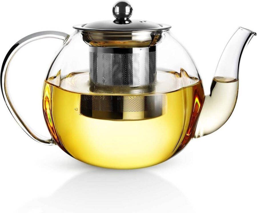 Theepot Borosilicaatglas 1000 ml Transparant Helder Drijvend Effect Perfect voor Losse Bladthee Fruitthee
