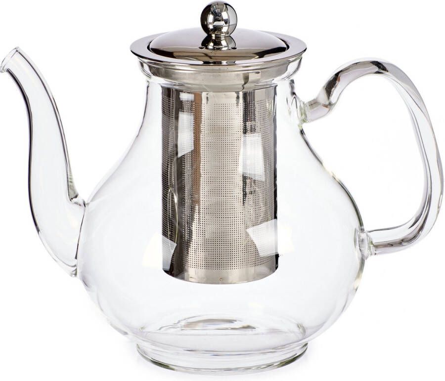 Vivalto Glazen theepot 1100 ml met filter infuser en handvat Theepotten theekannen van glas Theepot met thee infuser