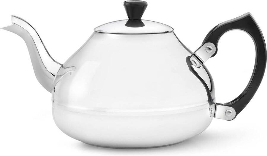 Theepot eenwandig 1 2 liter met zwart handvat