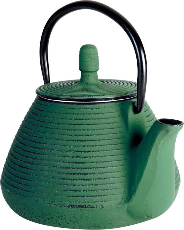 Theepot ijzer gesmolten gietijzer groen 08 L Lacor theepot voor losse thee iron teapot