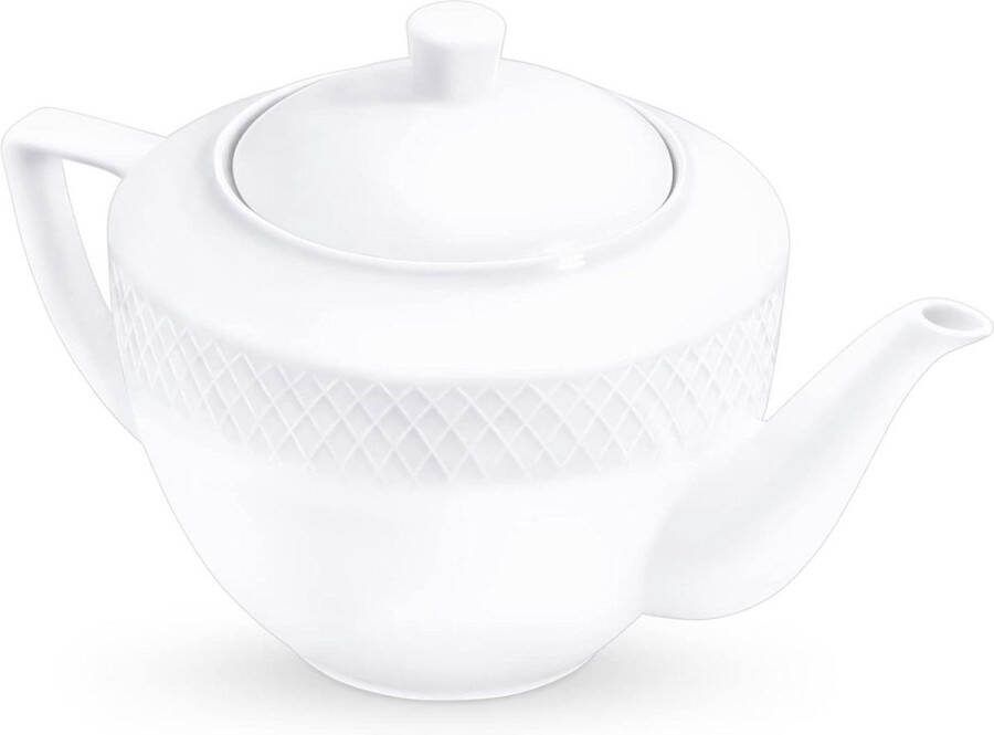 Theepot Klassieke Engelse theepot porselein hoogwaardig theeservies vaatwasmachinebestendig ideaal als set geschenkdoos wit 900 ml