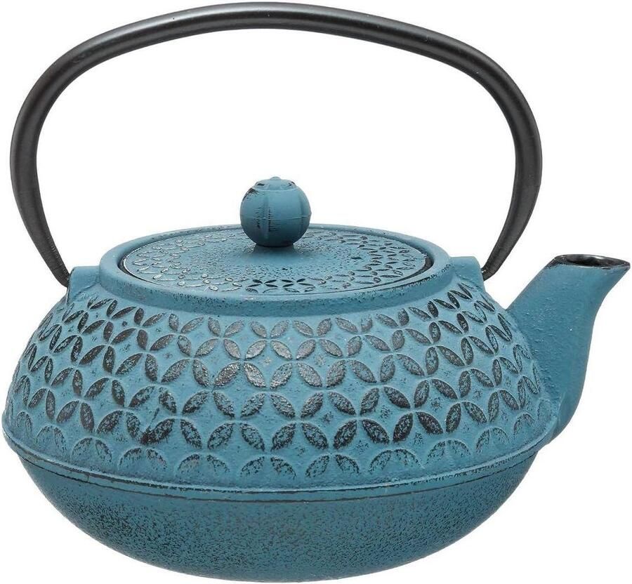 Theepot met afneembaar filter inhoud 1 l blauwe gietijzeren theepot