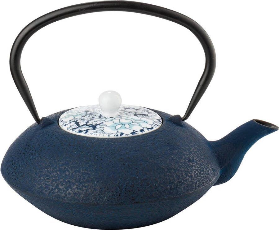 Theepot met porseleinen deksel blauw 12 liter