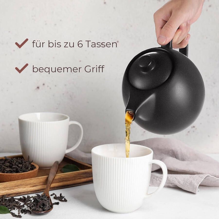 Theepot met zeef keramiek 1 2 l keramische theepot zwart (antraciet) theepot aardewerk thee-accessoires theemaker voor losse thee