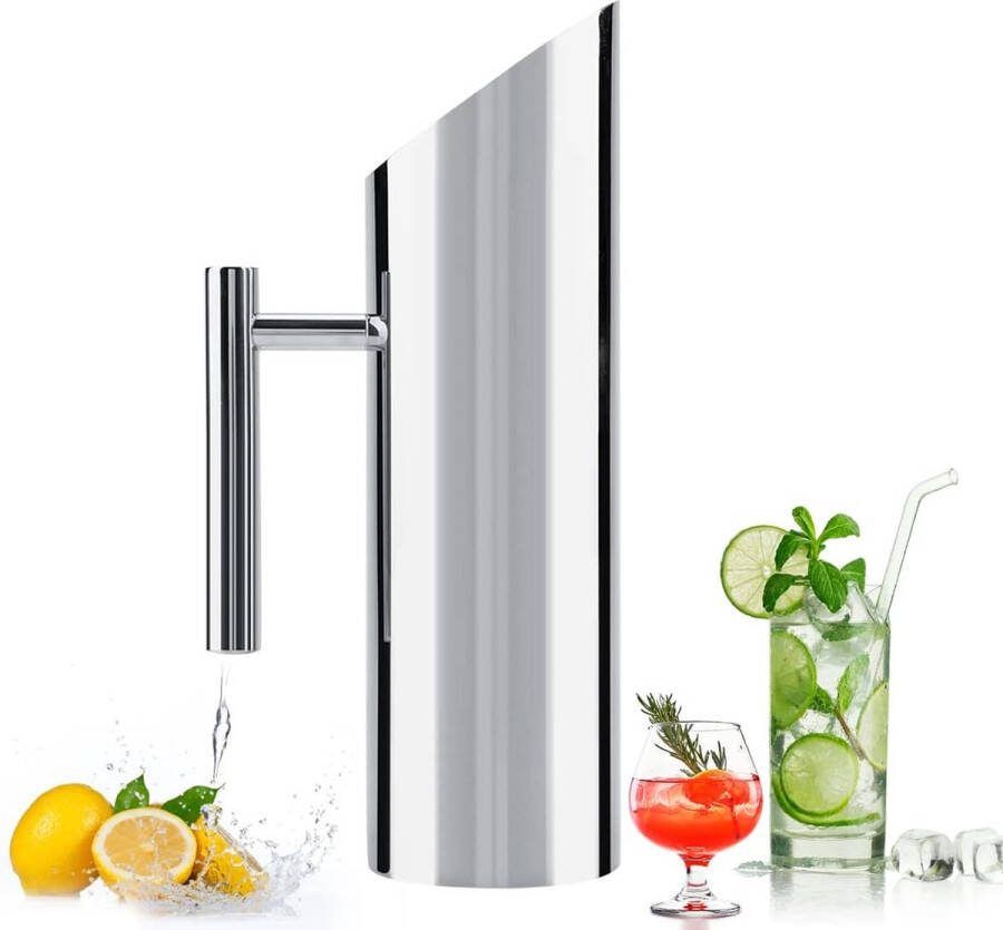 Theepot roestvrij staal 1 5 liter waterkaraf koffiekan waterkan met handvat drankkaraf kan voor koffie thee water dranken vaatwasmachinebestendig hoogte 29 5 cm