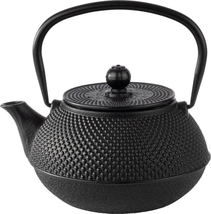 Theepot van gietijzer incl. theezeef Afneembaar deksel 0 8 liter
