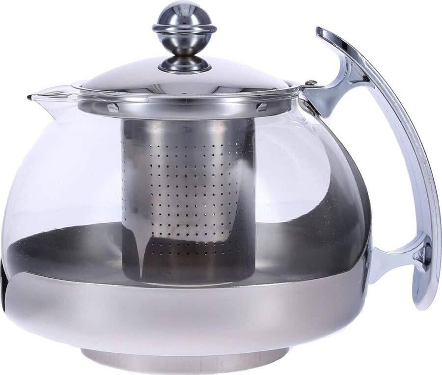 Theepot van glas met theefilter van roestvrij staal voor 1 2 liter