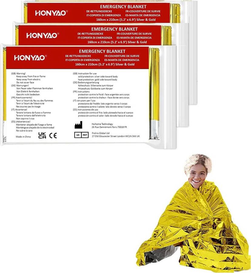 Thermische Nooddeken slaapzak \ Waterproof and warm Survival Whistle Ultralight Cold Protection Noodslaapzakken emergency foil blanket emergency sleeping bag 3 Pieces 210 × 160cm