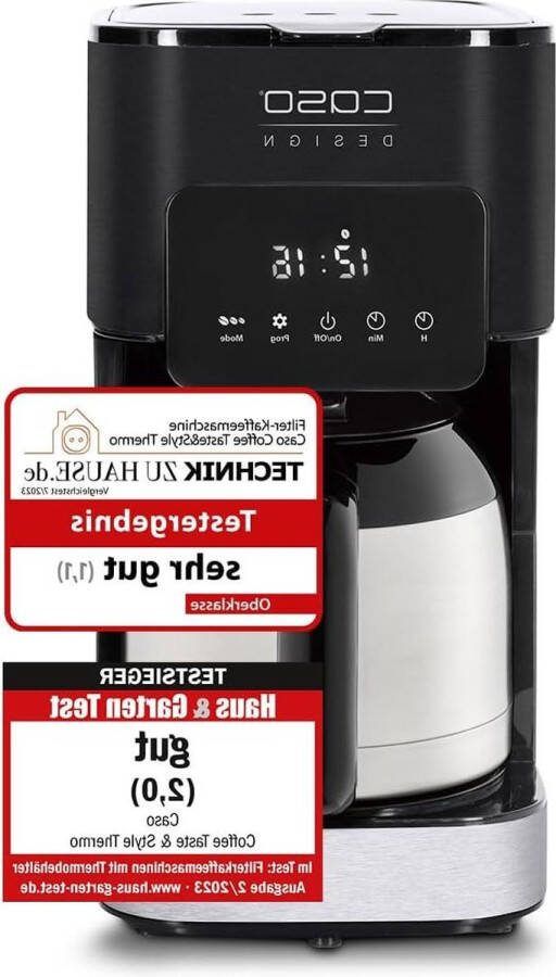 Thermo Koffiezetapparaat Style en Smaak Permanente Filter 12 l Optimale Zettemperatuur 92-96 °C Druppelstop Geoptimaliseerde Zetkop Thermoskan Roestvrij Staal Zwart