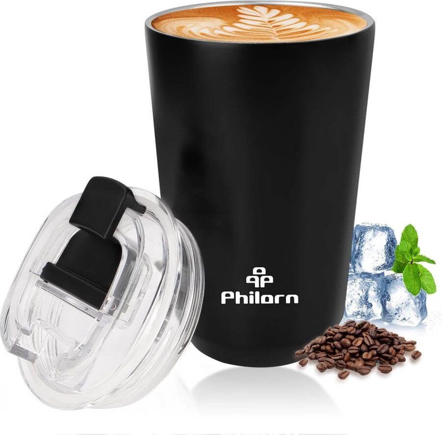 Thermobeker koffiebeker-to-go-beker 380 ml koffiebeker om mee te nemen lekvrij van roestvrij staal herbruikbare thermobeker