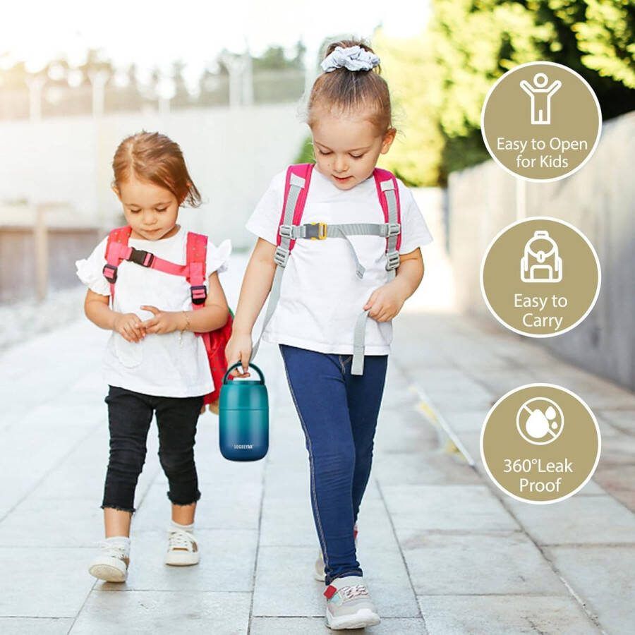 Thermocontainer voor eten 500 ml thermocontainer roestvrij staal warmhoudcontainer met opvouwbare lepel thermische lunchbox voor heet voedsel kinderen volwassenen voor school kantoor