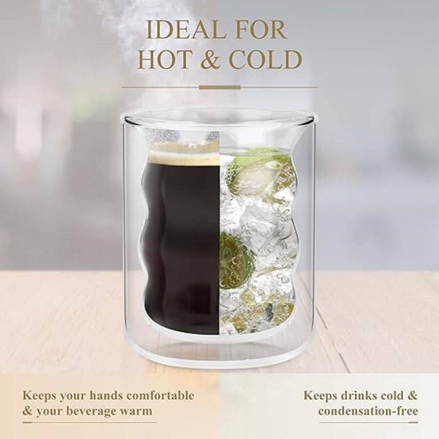 Thermoglazen van borosilicaatglas drinkglazen voor thee koffie cappuccino water sap ijsthee koffieglazen 4-piece 400 ml