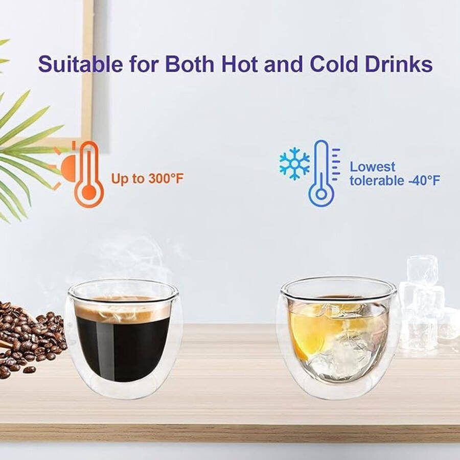 Thermoglazen van borosilicaatglas drinkglazen voor thee koffie cappuccino water sap ijsthee koffieglazen 250ml 4er Pack