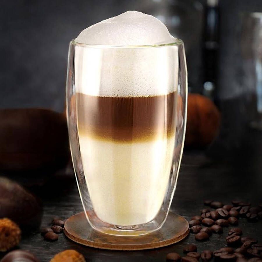 Thermoglazen van borosilicaatglas drinkglazen voor thee koffie cappuccino water sap ijsthee koffieglazen 2 x 400 ml