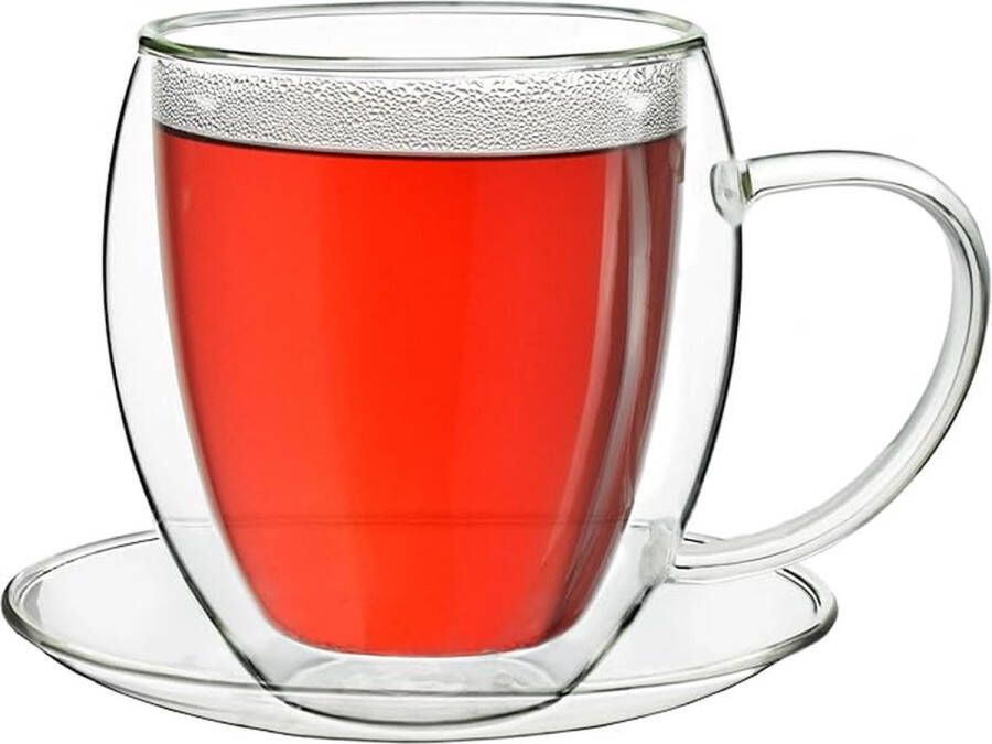 Thermoglazen van borosilicaatglas drinkglazen voor thee koffie cappuccino water sap ijsthee koffieglazen 6 x 250 ml