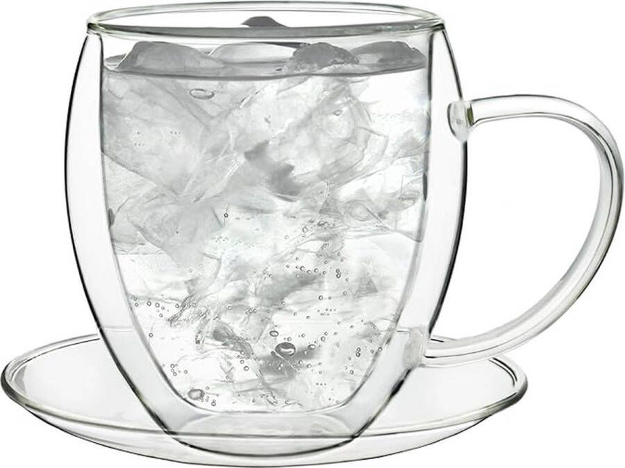 Thermoglazen van borosilicaatglas drinkglazen voor thee koffie cappuccino water sap ijsthee koffieglazen 2 x 250 ml