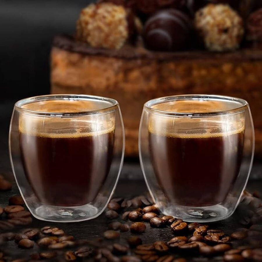 Thermoglazen van borosilicaatglas drinkglazen voor thee koffie cappuccino water sap ijsthee koffieglazen Set of 2 100 ml