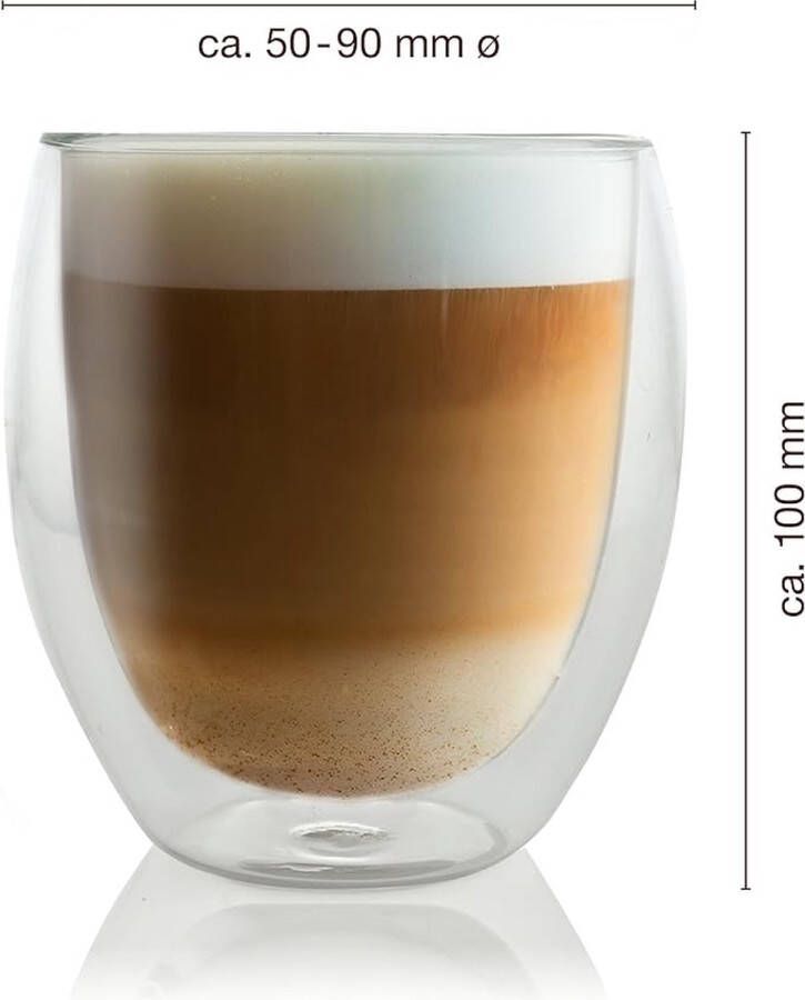 Thermoglazen van borosilicaatglas drinkglazen voor thee koffie cappuccino water sap ijsthee koffieglazen 2 x 250 ml