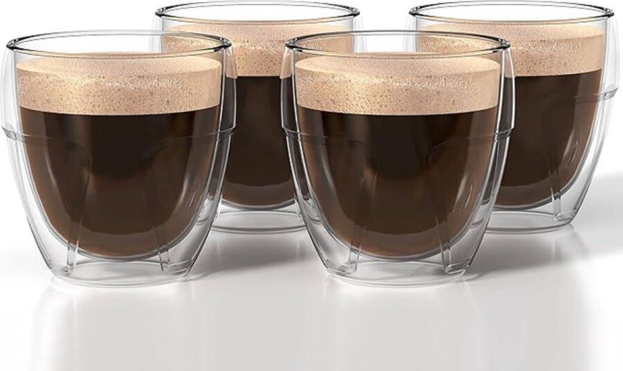 Thermoglazen van borosilicaatglas drinkglazen voor thee koffie cappuccino water sap ijsthee koffieglazen 4 80ml